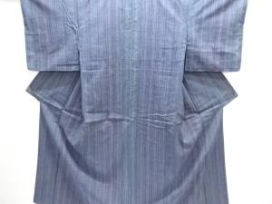 縞織り出し手織り紬着物